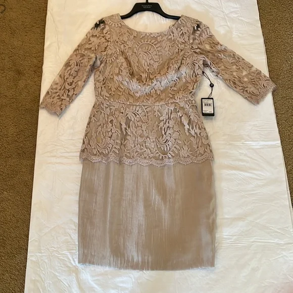 NWT Champagne Color Cocktail Dress by Adrianna Papell Size 8 - Picture 6 of 8